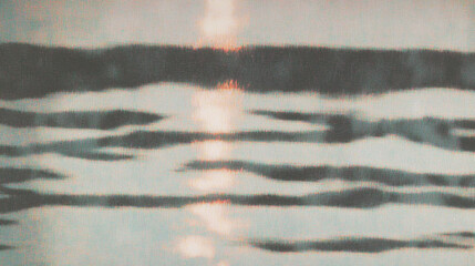 Poster - Abstract reflection of sunset on calm water surface with soft blurred effects