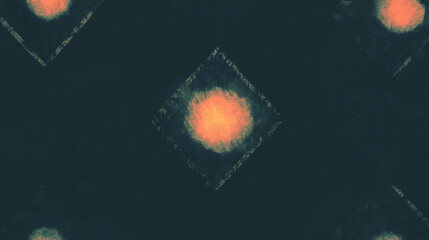 Fototapete - Abstract geometric pattern with vintage texture and neon glow