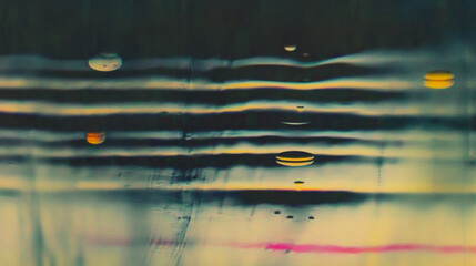 Poster - Tranquil raindrops reflecting light on wavy surface in abstract art