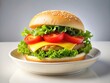 © Sandra - Savory Angus burger, showcasing stacked delights.  Cheese, egg, and a perfect side.