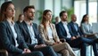 © Vadym - Group of young diverse business people sitting in chairs, waiting job interview in office. Applicants, candidates prepare for meeting, demonstrate professional skills, wait for turn. Recruitment