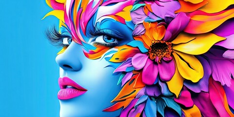 Wall Mural - woman's face carnival