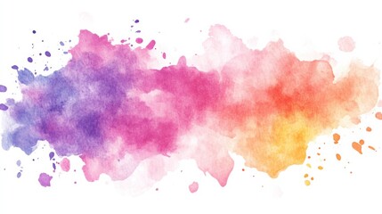 Aufkleber - Captivating watercolor splash with vibrant pink, purple, and orange hues creating a dynamic abstract effect. Generative AI