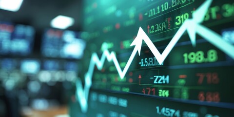 Poster - Market trends showing upward momentum during trading hours in a financial institution