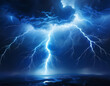 © Steven - bright blue lightning bolt striking during a storm