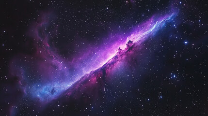 background illustration concept art of a purple and blue galactic nebula in space, beautiful stars a