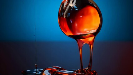 Poster - Dynamic and captivating colorful liquid flows gracefully, blending hues of orange and black. The smooth transitions and shapes create a mesmerizing visual experience that draws attention
