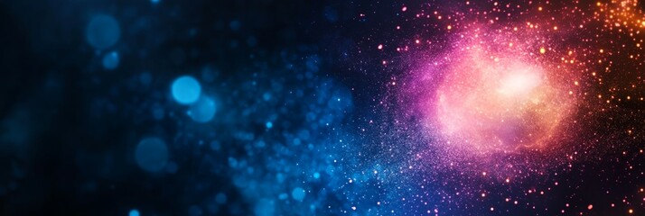 Wall Mural - a colorful galaxy with a bright orange star in the center