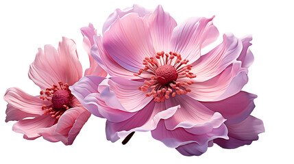 Wall Mural - elegant pink flowers soft petals, romantic floral design for spring nature themes, isolated on trans