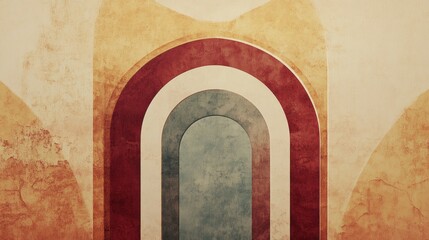 Poster - Soft tones and graceful arches create an inviting atmosphere, merging modern artistry with Islamic design principles that inspire calm and contemplation, perfect for thoughtful spaces.