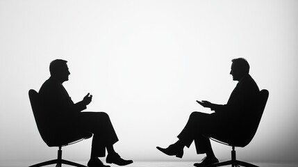 Fototapete - Two executives engaged in a meaningful discussion during a corporate meeting in a minimalistic setting. Generative AI