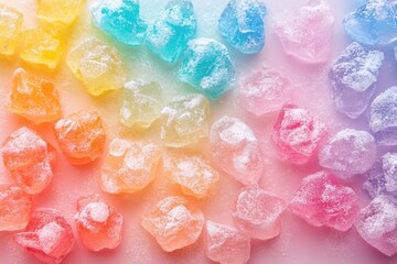 Leinwandbilder - Colorful candy creates a mystical atmosphere with vibrant pink, purple, and blue hues blending together in a dreamlike display
