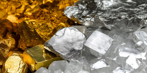 Poster - Mining gold, silver, and lithium in a mineral-rich landscape. Generative AI
