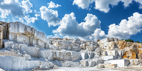 Poster - Beautiful Karelia marble quarry against a blue sky backdrop. Generative AI