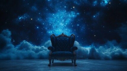 Wall Mural - enchanted cosmic throne glowing under starry sky, blending royalty with celestial beauty