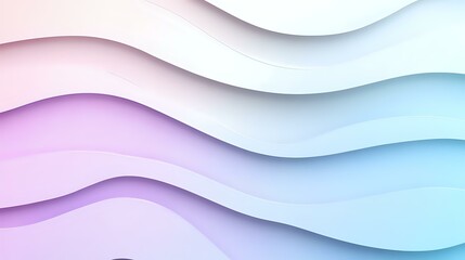 Poster - Soft gradient waves in pastel pink and blue create layered abstract background with smooth curved lines and gentle shadows for modern minimal design.
