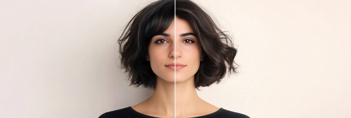 Poster - Transformation of hair from unkempt to stylish showing impact of professional hairstyling. Generative AI