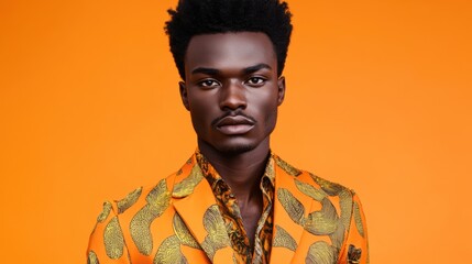 Wall Mural - a man with a black hair and a yellow shirt