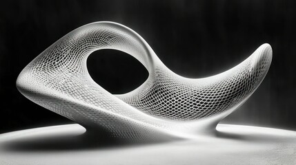 Poster - Abstract white object over black background. Modern art for web design
