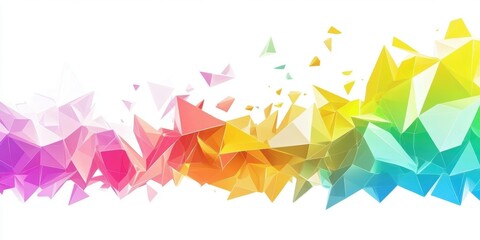 Poster - banner background with colorful low-poly shapes, white background, bright colors, simple shapes, geo
