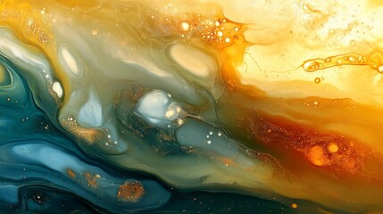 Wall Mural - rivers of molten glass flowing across cosmic valleys, glowing softly under alien skies, abstract sur