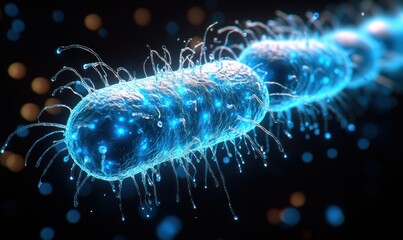 Poster - Vibrant Microscopic View of Bacteria with Fine Details of Cell Structure and Texture
