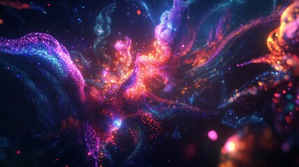 Wall Mural - vibrant glowing network of connections, futuristic and dynamic composition, structured and textured 