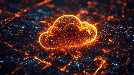 Poster - Digital Cloud Over Cityscape - Abstract Data Network