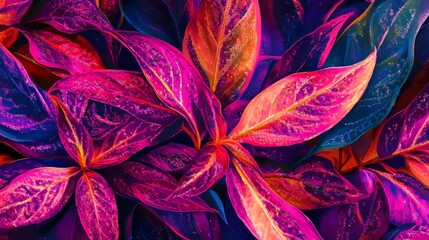 Wall Mural - vivid botanical patterns with intricate details, artistic and vibrant composition, textured and radi