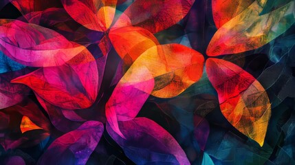 Wall Mural - vivid botanical patterns with intricate details, artistic and vibrant composition, textured and radi