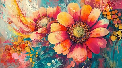 Wall Mural - vivid floral designs with intricate details, artistic and dynamic composition, textured and radiant 