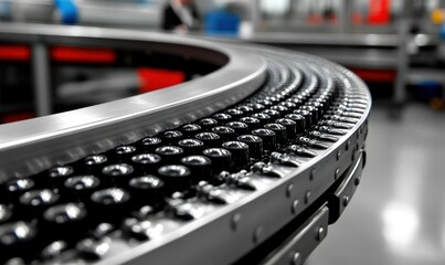 Poster - Industrial Conveyor Belt System in a Modern Manufacturing Facility with Precision Engineering