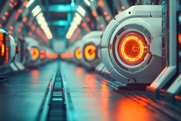 Poster - Futuristic Laboratory Setting with Advanced Robotics and Innovative Technology Elements