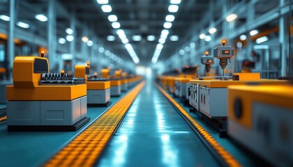 Poster - Industrial production line with modern machinery and equipment for manufacturing processes