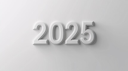Aufkleber - 2025 white bold numbers casting shadow on white background