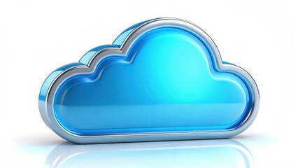 Poster - 3D Blue Cloud Icon on White Background