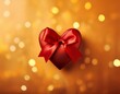 © Justin - warm golden yellow orange background decorated with red heart shaped bow