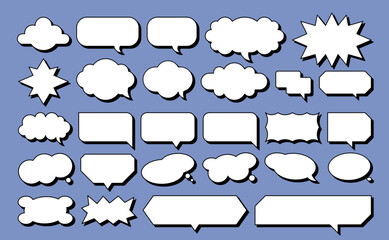 Poster - set of vector speech bubble labels. retro color special offer design elements, chat emblem, black ca