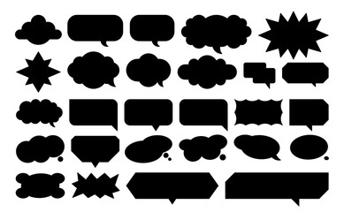 Poster - set of vector speech bubble labels. retro color special offer design elements, chat emblem, black ca