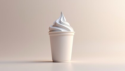 Aufkleber - A plastic ice cream cup with a minimalistic design, sitting on a light background with soft highlights and mockup-ready and copy space