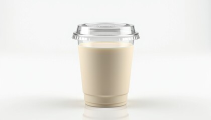 Aufkleber - A clear plastic ice cream cup with a transparent lid, isolated on a clean white background with high detail and soft shadows and copy space