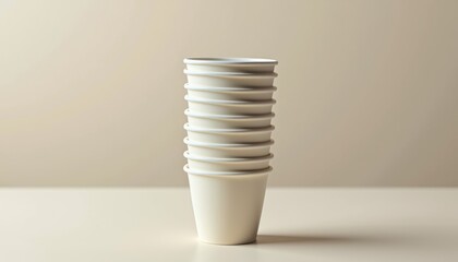 Aufkleber - A stack of plain ice cream cups, minimal design, arranged neatly on a neutral surface with high-resolution and clean composition and copy space