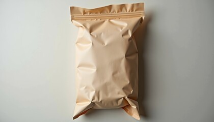 Aufkleber - A crumpled paper sandwich bag, lying flat on a neutral surface with simple and realistic composition, soft natural lighting and copy space