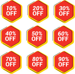 Wall Mural - icon set of sale promotion discount percent off price tag label sticker coupon button banner. vector