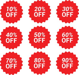 Wall Mural - pixel perfect icon set of sale promotion discount percent off price tag label sticker coupon button 