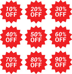 Wall Mural - pixel perfect icon set of sale promotion discount percent off price tag label sticker coupon button 