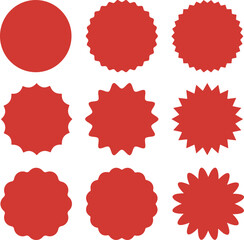 Wall Mural - icon set of empty blank sale promotion discount price tag label sticker coupon button banner. red ve