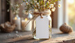 © Victoria - Charming wedding favor tag mockup with flowers in glass jar, elegant decor