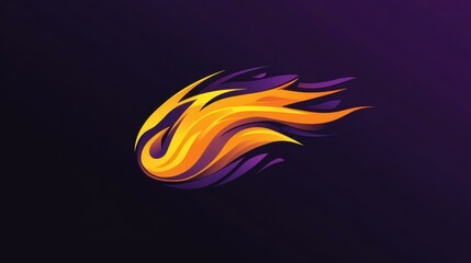 Fototapete - A powerful 2D vector logo combines a stylized flame and digital elements, perfect for techsavvy brands.