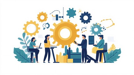 Poster - Business people working together building a successful company